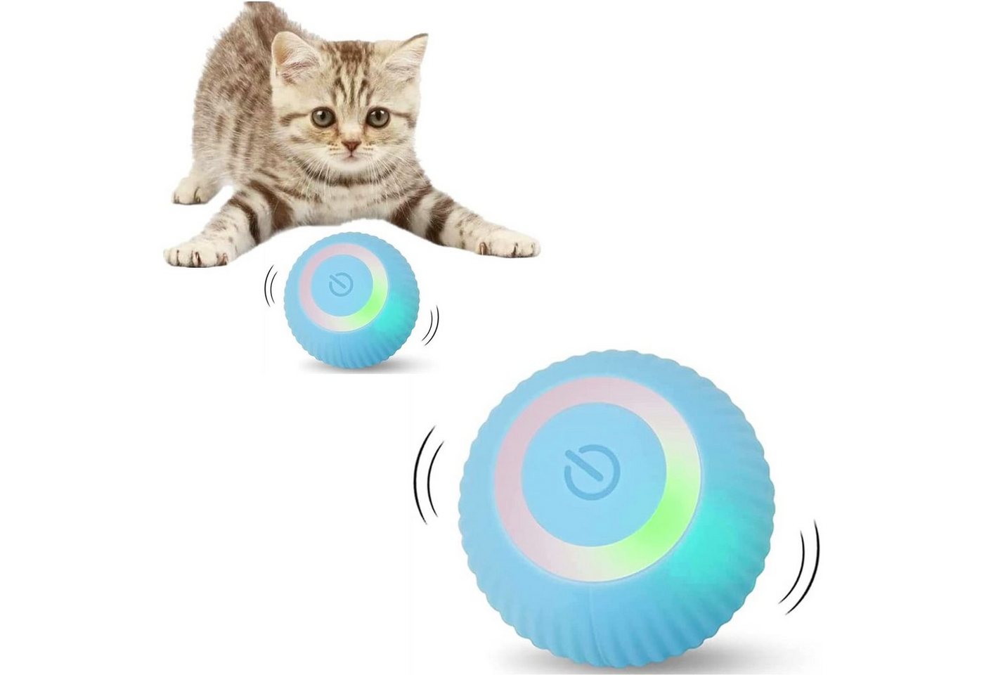 zggzerg Tier-Beschäftigungsspielzeug Elektrisch Katzenspielzeug, mit LED-Licht,360° Selbstdrehender Ball von zggzerg
