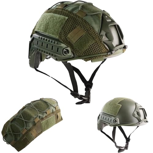 NURCIX Airsoft Helm Fast Helm Airsoft Taktischer Helm Einstellbar-MH Fast Helm M Größe (BK)(Green) von NURCIX