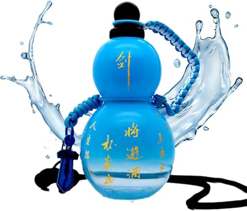 NURCIX Flasche Chinesische Retro-inspirierte Wasserflasche Im Kürbis-Stil, Tragbarer Reise-Wasserbecher Im Kürbis-Stil Zum Aufbewahren Von Getränken Und Wasser (Blau) von NURCIX