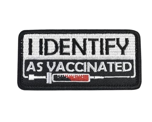 NURCIX Funny I Identify AS Vaccinated Patch Morale Tactical Patch Embroidery Morale Patch Hook Backed Emblem (Embroidery A) von NURCIX