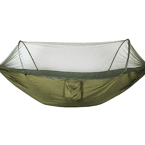 NUZAMAS 250 x 120 cm große Hängematten, Frontline-Hängematte, tragbare Hängematte mit Moskitonetz, vollautomatische, schnell öffnende Hängematte für Rucksackreisen und Outdoor-Abenteuer NUZAMAS 250 x 120 cm große Hängematten, Frontline-Hängematte, tragbare Hängematte mit Moskitonetz, vollautomatische, schnell öffnende Hängematte für Rucksackreisen und Outdoor-Abenteuer von NUZAMAS