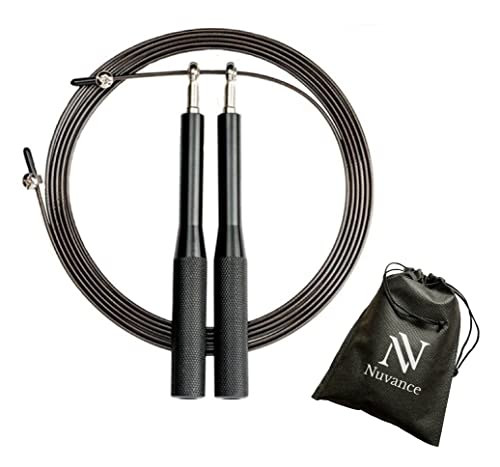 Nuvance Springseil Speed Rope inklusive Trainings e-Book - Verstellbare Stahlseile Profi Kugellager, Anti-Rutsch Griffenf, für Workout und Ausdauertraining- geeignet für Kinder und Erwachsene von NV Nuvance