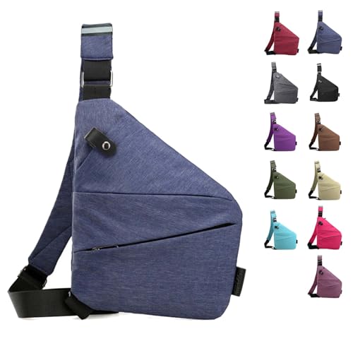 Gipfelfreund Anti Diebstahl Tasche, Gipfelfreund Anti Diebstahl Umhängetasche, Diebstahlsichere Tasche Für Herren Damen, Wasserresistent Sling Bag (Linke Schulter,Blau) von NVBBN