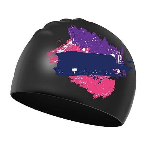 NVNVNMM Badekappe Swimming Sports Hat Flexible Swimming Caps Swimming Hat for Women(Black Purple Pink) von NVNVNMM