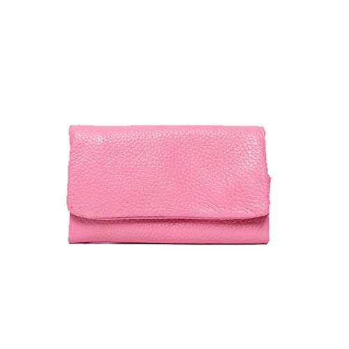 NVNVNMM Damen Geldbörsen Weiche Echtes Leder Key Case Brieftaschen Für Frauen Design Mini Kartenhalter Solide Farbe Damen Portable Münze Geldbörsen(Pink) von NVNVNMM