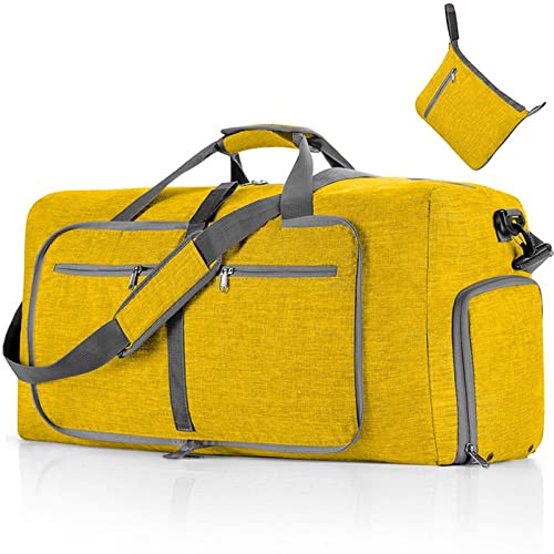 NVNVNMM Sporttasche für Damen Faltbare Sporttasche für Herren, große Kapazität, Fitness-Team, Training, Handtasche, große Damen-Yoga-Aufbewahrungstasche mit Schuhfach(Yellow) von NVNVNMM