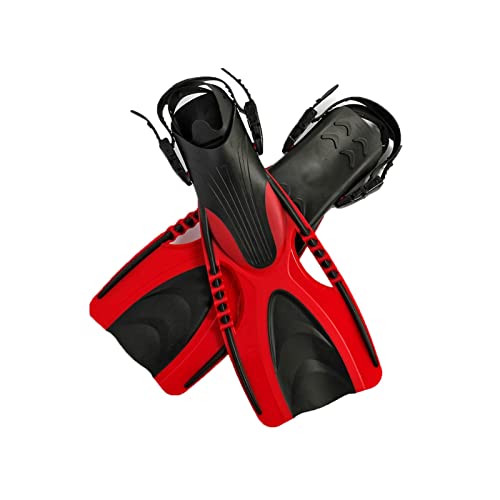 NVNVNMM Flipper Professional Scuba Diving Fins Adult Adjustable Swimming Shoes Silicone Long Submersible Snorkeling Foot Monofin Diving Flippers(Red,L/XL) von NVNVNMM