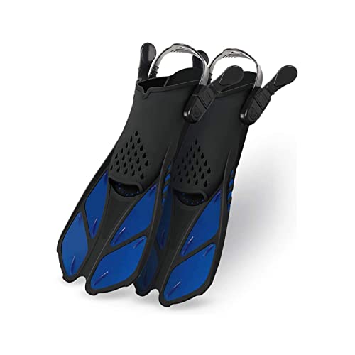 NVNVNMM Flipper verstellbare Schwimmflossen für Erwachsene, Schnorchel, Fußflossen, Tauchflossen, Anfänger, Wassersportausrüstung, tragbare Schwimmflossen (Blau, XS) von NVNVNMM