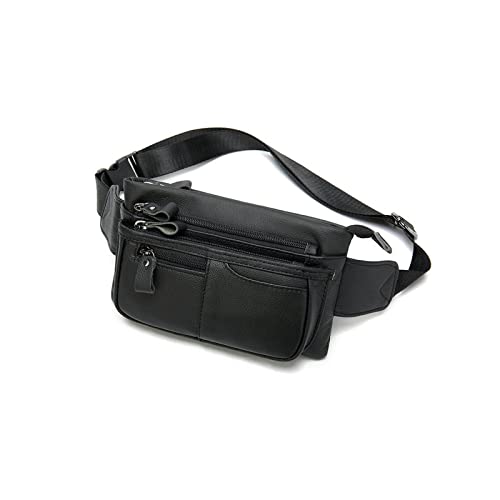 NVNVNMM Gürteltasche Einfache Atmosphäre Herren Gürteltasche Leder Tasche Brieftasche Messenger Bag Multifunktionale Gürtelbeutel(Black) von NVNVNMM