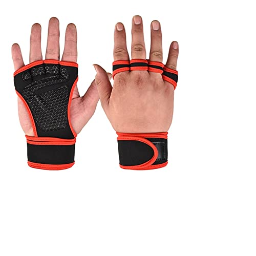 NVNVNMM Schweißbänder für das Handgelenk Weightlifting Training Gloves for Men Women Fitness Sports Body Building Gymnastics Gym Hand Wrist Palm Protector(Red) von NVNVNMM