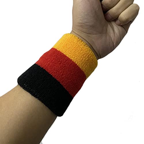 NVNVNMM Schweißbänder für das Handgelenk Wrist Wtrap Basketball Tennis Sport Wristband Wrist Brace Support Protector Sweat Band(Black red Yellow) von NVNVNMM