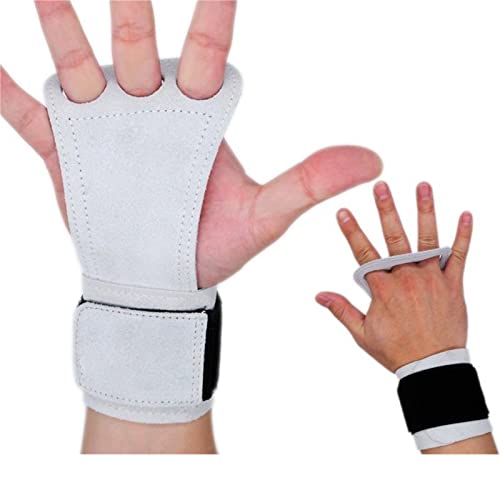 NVNVNMM Handgelenk-Schweißbänder, Handgelenkbandage, Handflächenschutz für Klimmzüge, Fitness-Handschuhe mit Handgelenkschlaufe, Weiß, Größe S von NVNVNMM