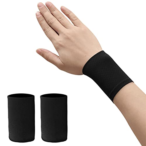 NVNVNMM Schweißbänder für das Handgelenk Breathable Elastic Wristband Wrist Brace Summer Ice Silk Cooling Sweat-Absorbent Sports Cycling Running Wrist Straps Wrap(Black,8CM) von NVNVNMM