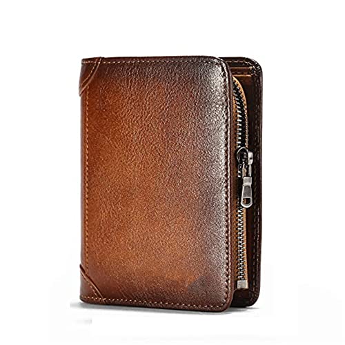 NVNVNMM Herren Portemonnaie Genuine Leather Men Wallet Small Mini Card Holder Male Wallet Pocket Retro Purse wallet for men (Color:Bruin) von NVNVNMM