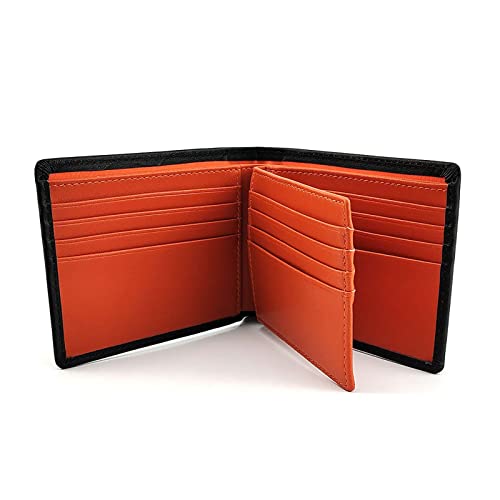 NVNVNMM Herren Portemonnaie Genuine Leather Wallet Men Classic Black Soft Napa Short Purse RFID Blocking Male Credit Card Holders(Color:Orange) von NVNVNMM