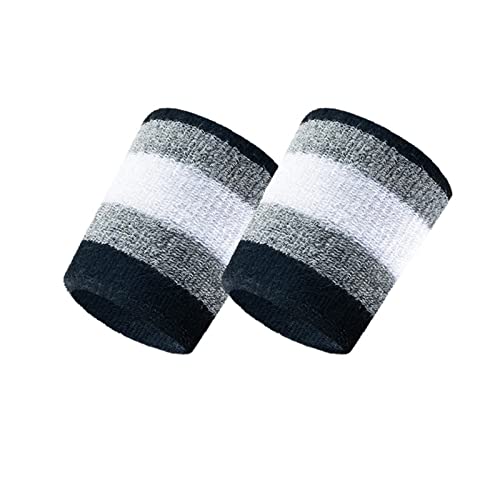NVNVNMM Schweißbänder für das Handgelenk Cloth Cotton Sweatband Sports Wrist Tennis Yoga Wristband Arm Sweat Absorb Sleeve Towel Band Bracers Wrist Wrap Unisex(Black Gray White) von NVNVNMM