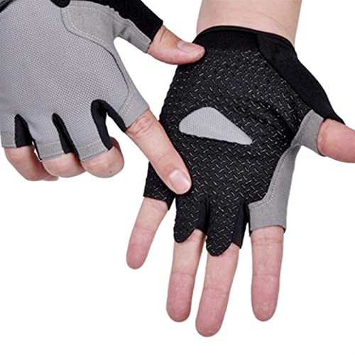 NVNVNMM Schweißbänder für das Handgelenk Cycling Anti-Slip Anti-Sweat Men Women Half Finger Gloves Breathable Anti-Shock Sports Gloves Bike Bicycle Glove(Grijs,L) von NVNVNMM