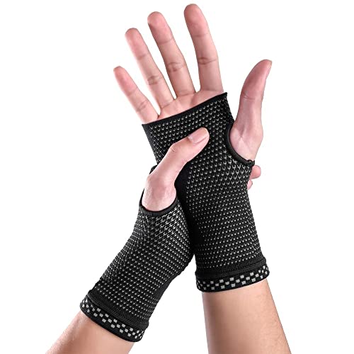 NVNVNMM Schweißbänder für das Handgelenk Sports Wrist Support Brace Wrist Compression Sleeves Breathable Sweat-Absorbing Carpal Tunnel Men Women Wrist Pain Relief(Black,S) von NVNVNMM