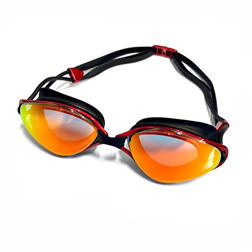 NVNVNMM Schwimmbrille für Erwachsene, Kurzsichtigkeit, Ohrstöpsel, professionelle Poolbrille, wasserdicht, Rot von NVNVNMM