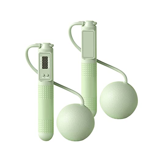NVNVNMM Seilspringen, schnurloses Seilspringen mit Gewichtsball, verstellbare Seillänge, Seilspringzähler, anwendbar für Fami (grün) von NVNVNMM