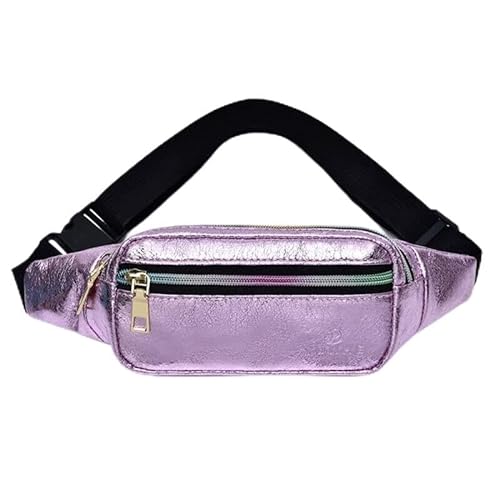 NVNVNMM Telefonhalter für Laufen Holographic Retro PU Fanny Pack Girls Bum Waist Bag Shiny Pink Women`s Belt Bag New Hip Belly Bag Travel Pocket(Pink) von NVNVNMM