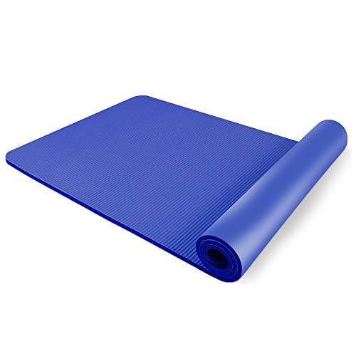 NVNVNMM Yogamatte, 10 mm, hochwertige Yogamatte, 185 x 80 cm, dickes NBR, rutschfeste Fitness- und Pilatesmatte mit Trageseil, Heimübungen, Fitnessstudio, Sport-Pad (Dunkelblau) von NVNVNMM