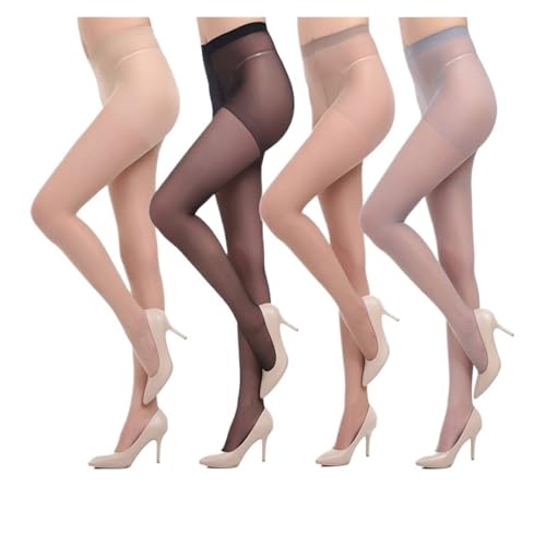 NVYRFS 4 Paar Damen Sexy ultradünne Strümpfe Transparente Strumpfhosen Strumpfhosen Elastische Anti-Verhaken Strumpf Weibliche Lange Socke von NVYRFS