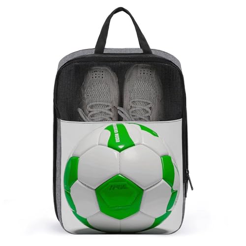 Schuhbeutel für Reisen, Fußball, weiß-grün, Schuhbeutel mit Reißverschluss, atmungsaktiv, Golf-Schuhtasche für Männer und Frauen, Outdoor-Schuhaufbewahrung, Organizer für Sport, Geschäftsreisen, von NWGHM