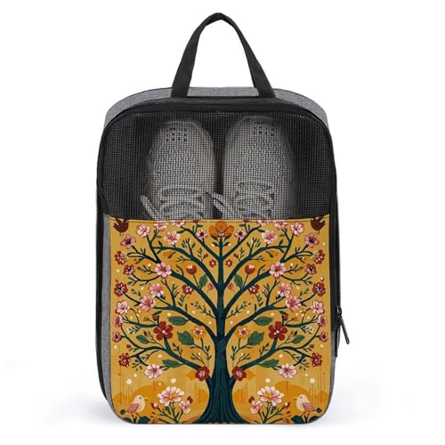 Schuhbeutel für Reisen, gelb-orange, Baum des Lebens, Schuhbeutel mit Reißverschluss, atmungsaktiv, Golf-Schuhtasche für Männer und Frauen, Outdoor-Schuhaufbewahrung, Organizer für Sport, von NWGHM