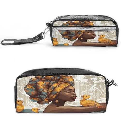 NWTRK Großes Federmäppchen, afrikanisches Mädchen, tragbar, ästhetisches Federmäppchen für Damen und Herren, niedlicher Schreibwaren-Organizer, multifunktionale Make-up-Tasche für Reisen, Büro, Stil:, von NWTRK