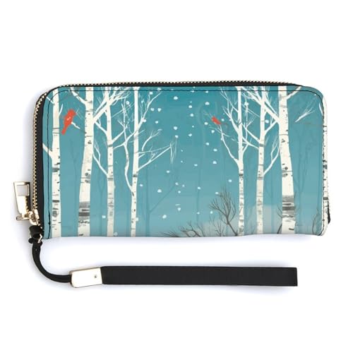 NWTRK Merry Christmas Geldbörse aus Birkenbaum-Leder, mit Reißverschluss, für Damen, Kreditkartenhalter, Clutch-Geldbörse für Damen, Stil, 20 x 10,5 cm, Stil:, 20.0*10.5cm von NWTRK