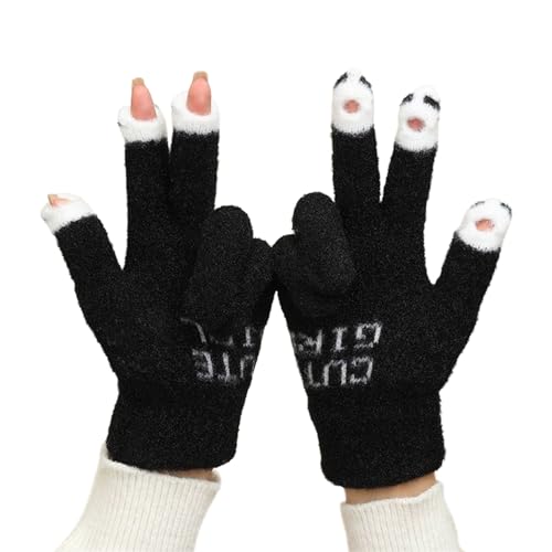 NYCEMAKEUP Winter-Strickhandschuhe für Paare, Buchstaben, Vollfinger-Handschuhe, dick, Outdoor, Radfahren, Skifahren, Touchscreen, Winter-Fäustlinge für Paare, kaltes Wetter, Winter-Fäustlinge für von NYCEMAKEUP