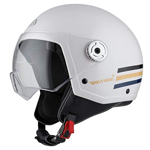 NZI Unisex-Adult Vintage 3 Helmet, TRIBAND White&Blue, L von NZI