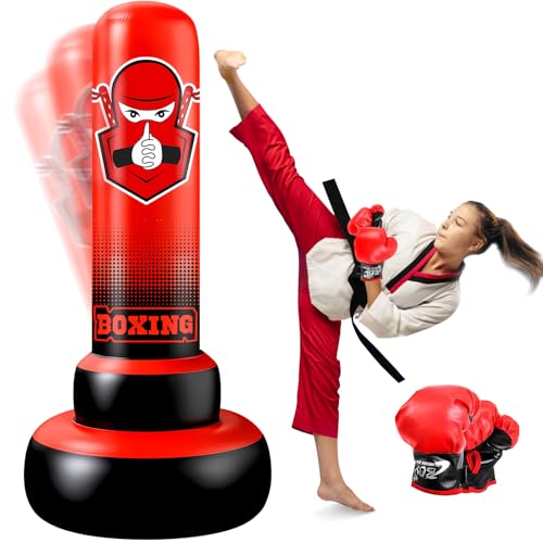 NZQXJXZ 168cm Aufblasbare Kinder Boxsack, Stabiler Freistehender Boxsack mit Boxhandschuhen, Boxsack Stehend für Jungen Mädchen üben Karate, Taekwondo, MMA NZQXJXZ 168cm Aufblasbare Kinder Boxsack, Stabiler Freistehender Boxsack mit Boxhandschuhen, Boxsack Stehend für Jungen Mädchen üben Karate, Taekwondo, MMA von NZQXJXZ