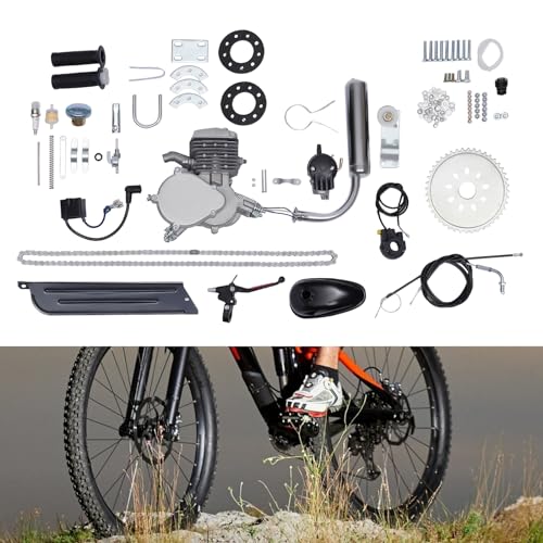 NaMaSyo 2-Takt Fahrradmotor Kit 80CC Motorisierte Conversion Kit Fahrrad Elektro-Benzinmotor 44 Zähne Kettenrad motorisierte Benzin Hilfsmotor Bike Engine 48 km/h für Mountainbike Rennrad Cruiser Bike von NaMaSyo