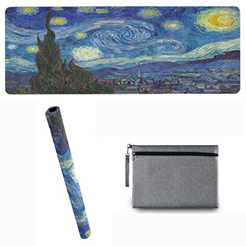 Naanle Van Gogh Yogamatte mit Tragetasche, faltbar, rutschfest, leicht, für Zuhause, Yoga, Pilates, Stretching Boden, Fitness, 180 x 66 cm von Naanle