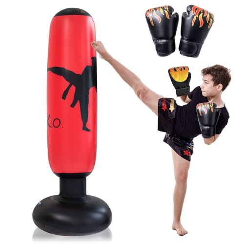 160cm Aufblasbarer Standboxsack, Boxsack Kinder mit Boxhandschuhe, Tragbares Boxsack für Kinder, Weichheit und Komfort Aufblasbarer Boxsack, Standboxsack für Üben Boxen Karate Taekwondo, Unisex (B) 160cm Aufblasbarer Standboxsack, Boxsack Kinder mit Boxhandschuhe, Tragbares Boxsack für Kinder, Weichheit und Komfort Aufblasbarer Boxsack, Standboxsack für Üben Boxen Karate Taekwondo, Unisex (B) von Naapesi