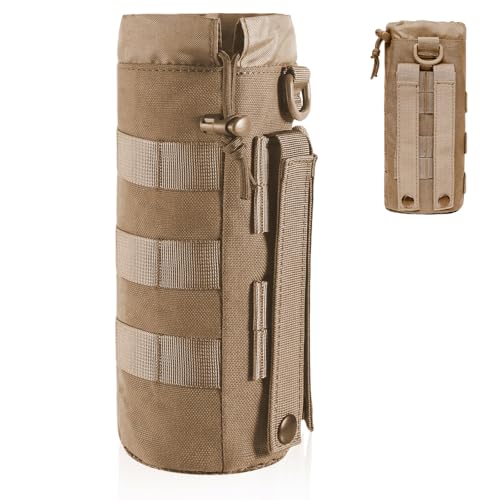 Taktisch Flaschenhalter,Taktische Molle Wasserflaschentasche, Militär Trinkflasche Beutel,Tragbarer Wasserbehälter Beutel Tasche,mit Kordelzug und Mesh Unterseite, Nylon, für Camping Wandern (Khaki) Taktisch Flaschenhalter,Taktische Molle Wasserflaschentasche, Militär Trinkflasche Beutel,Tragbarer Wasserbehälter Beutel Tasche,mit Kordelzug und Mesh Unterseite, Nylon, für Camping Wandern (Khaki) von Naapesi