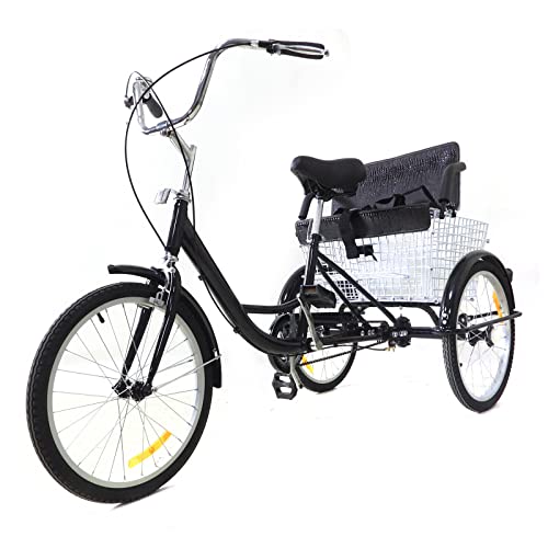 NadineDutol 20 Zoll Dreirad für Erwachsene,Single-Speed 3 Räder Fahrrad Lasten-Dreirad Parade-Dreirad mit Kindersitz & Einkaufskorb für Fahrer mittleren Alters und ältere Menschen NadineDutol 20 Zoll Dreirad für Erwachsene,Single-Speed 3 Räder Fahrrad Lasten-Dreirad Parade-Dreirad mit Kindersitz & Einkaufskorb für Fahrer mittleren Alters und ältere Menschen von NadineDutol