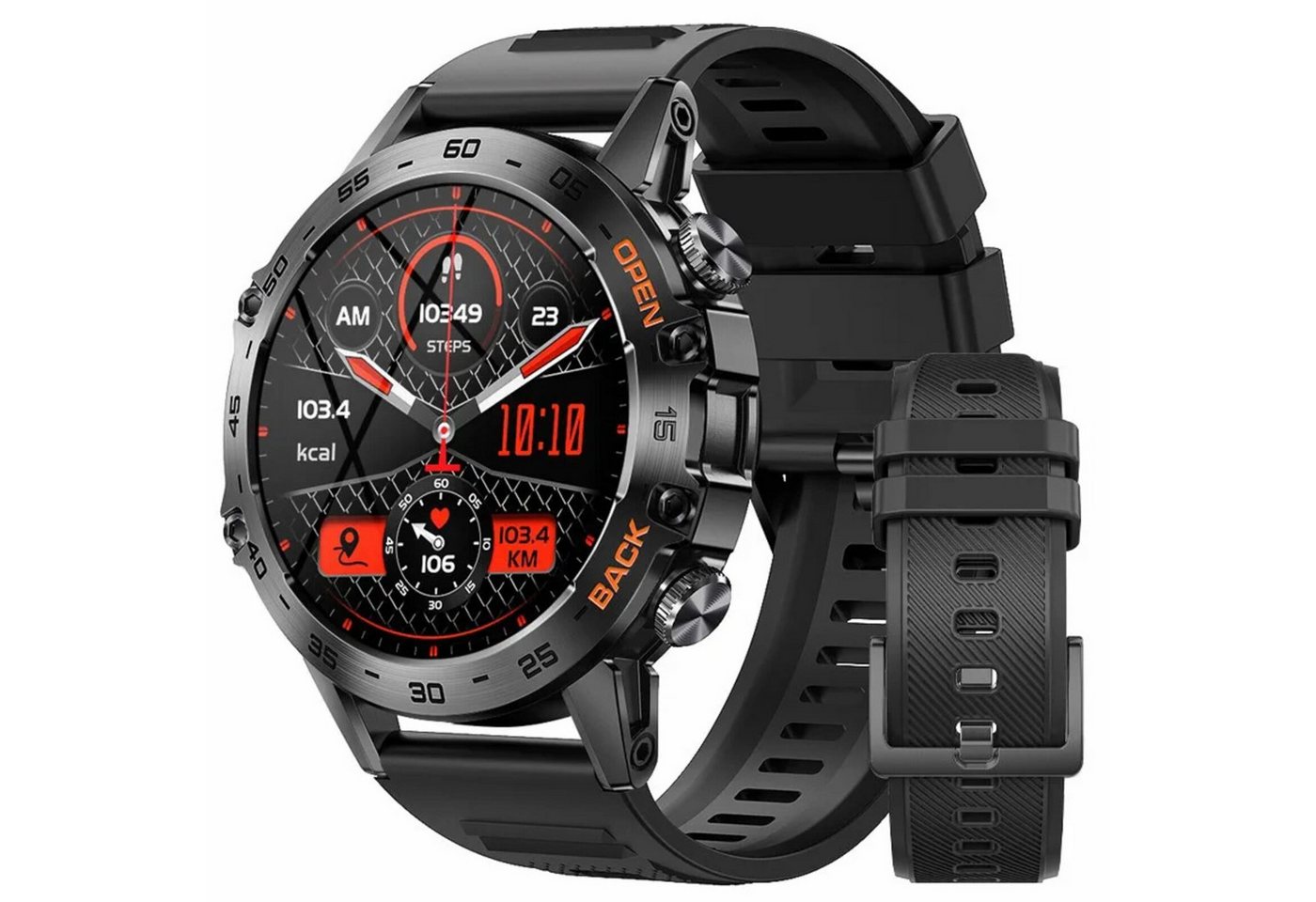 Nagham Ghazal Aswad Smartwatch Bluetooth Anruf Outdoor Sport für Android, IOS 2025 Smartwatch (4,9cm cm) von Nagham Ghazal Aswad