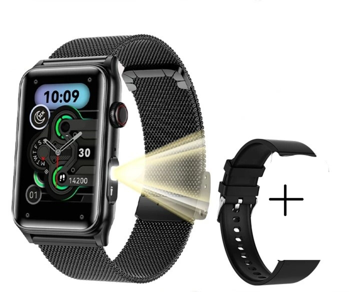 Nagham Ghazal Aswad Smartwatch LED Bluetooth Anruf Sport Temperatur HD Taschenlampe 2025 Smartwatch (3cm cm/1.57 Zoll) von Nagham Ghazal Aswad
