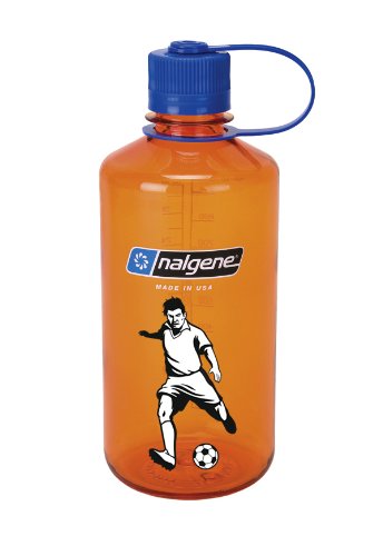 Nalgene Trinkflasche 'Everyday' – 1L (orange, Fussballermotiv zweifarbig, 1 Liter) von Nalgene