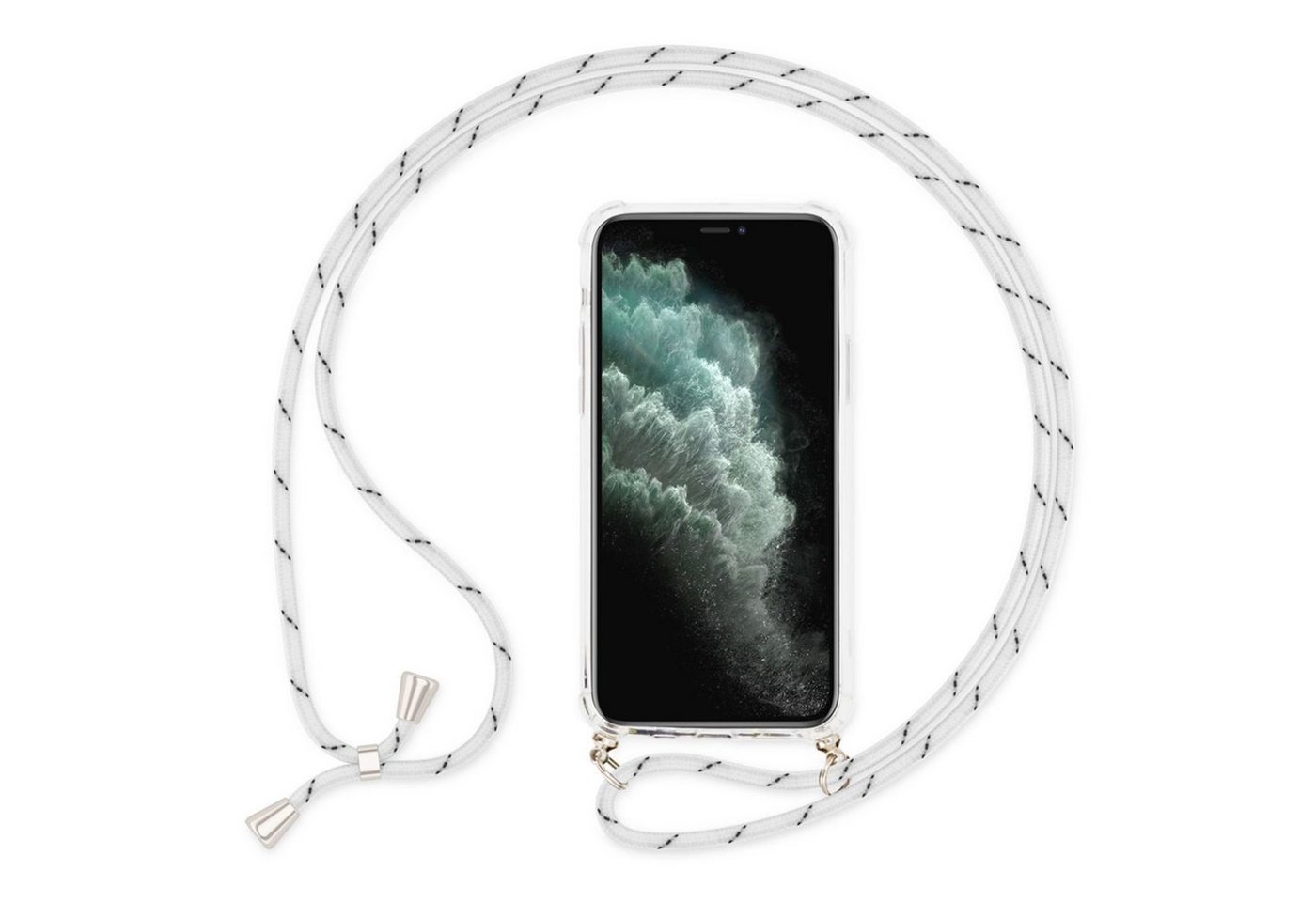 Nalia Handykette Apple iPhone 11 Pro, Klare Hybrid Hülle mit Kette / Schutzhülle zum Umhängen / Handyband von Nalia