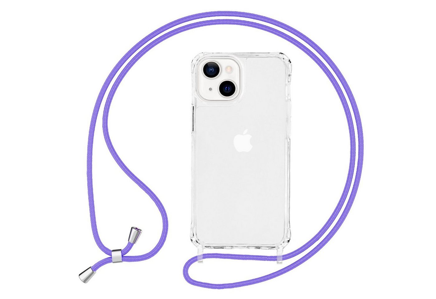 Nalia Handykette Apple iPhone 13, Klare Hybrid Hülle mit Kette / Schutzhülle zum Umhängen / Handyband von Nalia