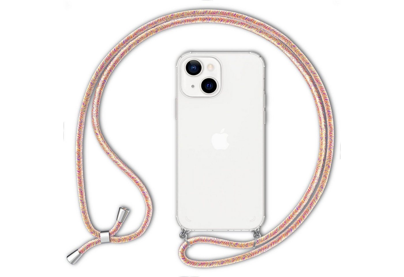 Nalia Handykette Apple iPhone 13 Mini, Klare Hülle mit Kette zum Umhängen / Harte Rückseite / Handyband Cover von Nalia