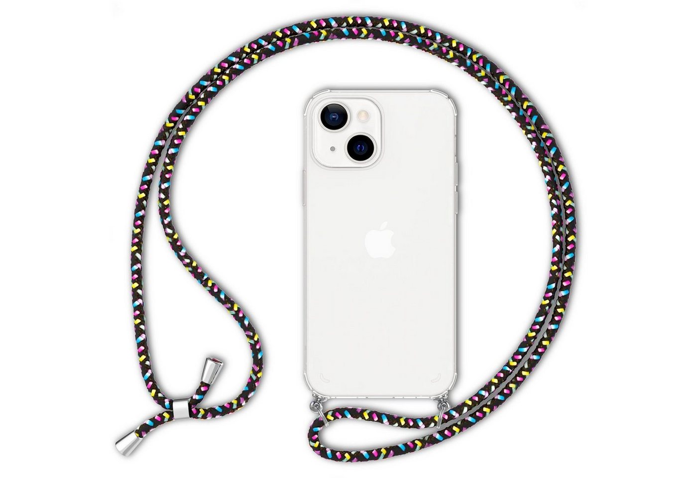 Nalia Handykette Apple iPhone 13 Mini, Klare Hülle mit Kette zum Umhängen / Harte Rückseite / Handyband Cover von Nalia