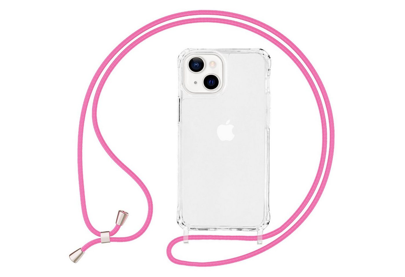 Nalia Handykette Apple iPhone 13 Mini, Klare Hybrid Hülle mit Kette / Schutzhülle zum Umhängen / Handyband von Nalia