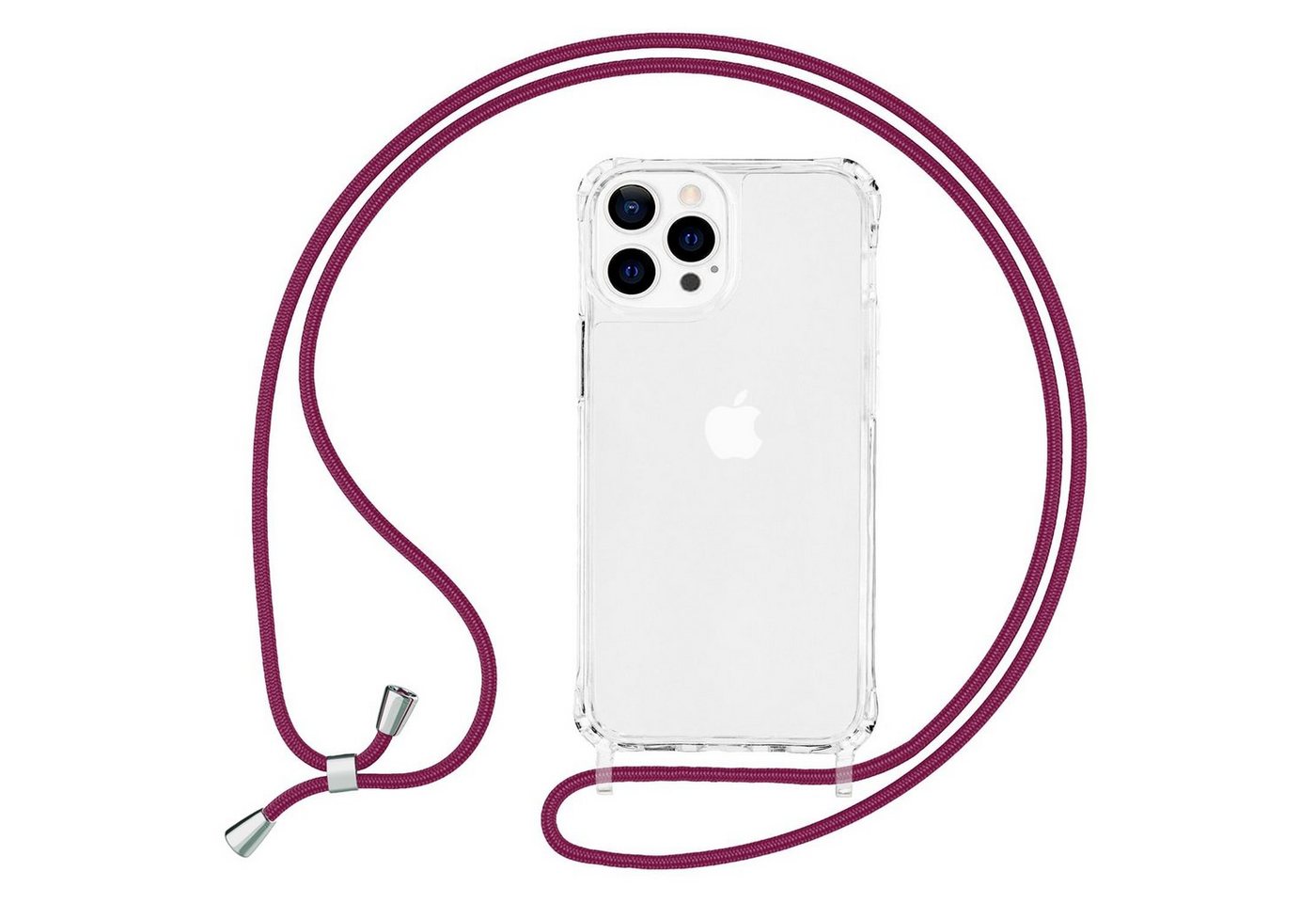 Nalia Handykette Apple iPhone 13 Pro Max, Klare Hybrid Hülle mit Kette / Schutzhülle zum Umhängen / Handyband von Nalia