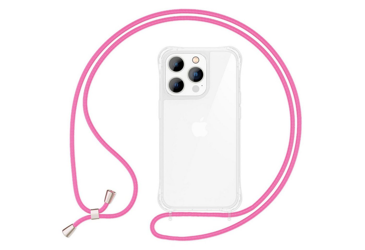 Nalia Handykette Apple iPhone 14 Pro, Klare Hybrid Hülle mit Kette / Schutzhülle zum Umhängen / Handyband von Nalia