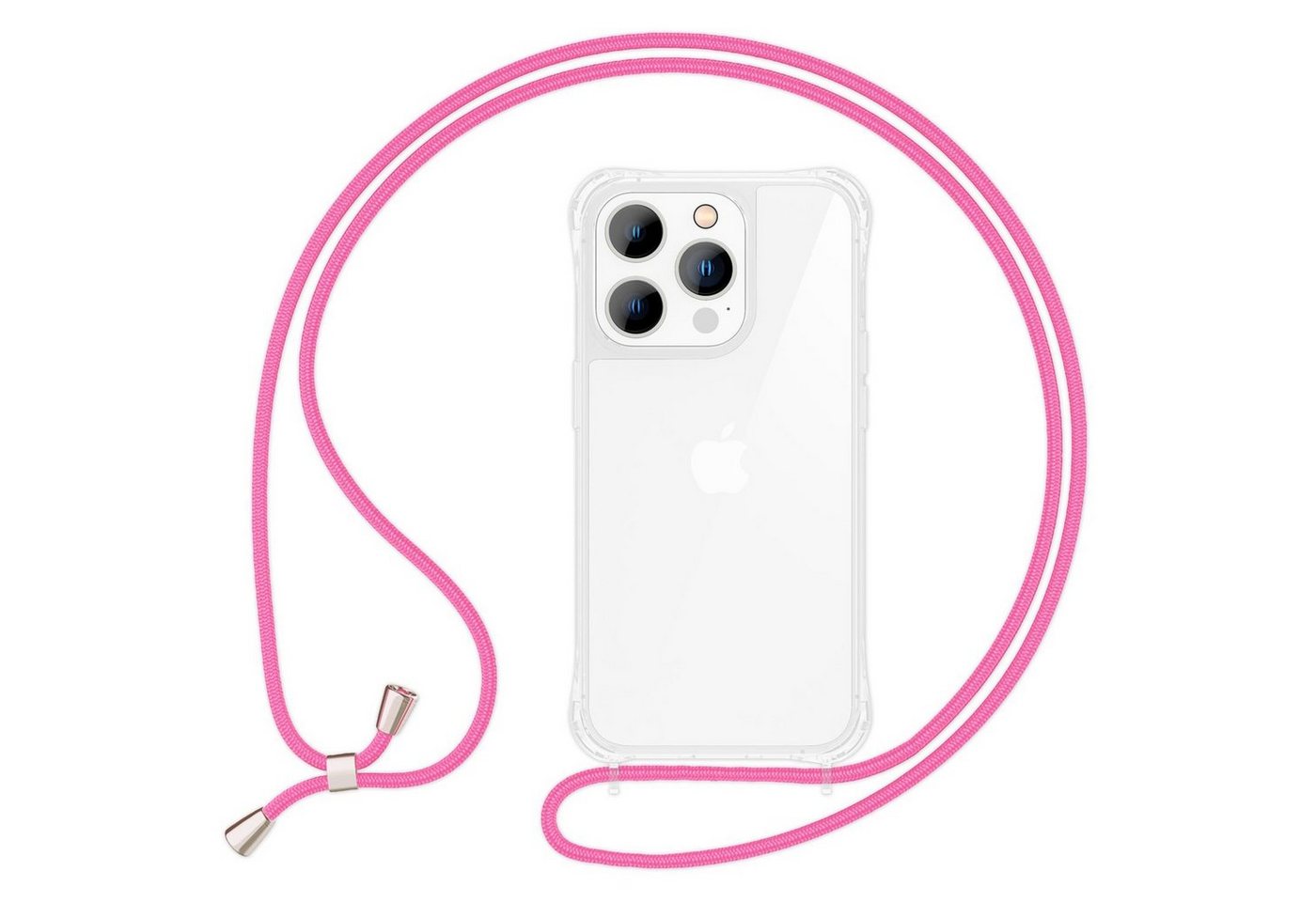 Nalia Handykette Apple iPhone 14 Pro Max, Klare Hybrid Hülle mit Kette / Schutzhülle zum Umhängen / Handyband von Nalia